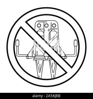 Jetpack drawn in lineart style isolated on a white background in prohibition sign Stock Vector