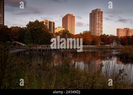 Chicago lakefront, autumn colors Stock Photo