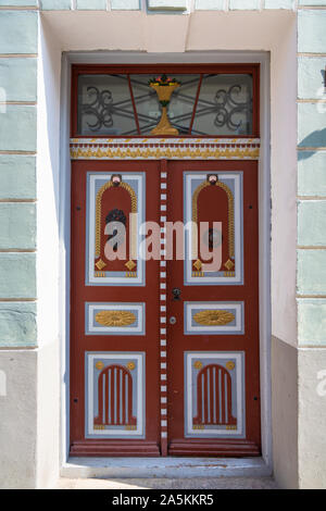 Colourful door in old town, Tallinn, Estonia Stock Photo