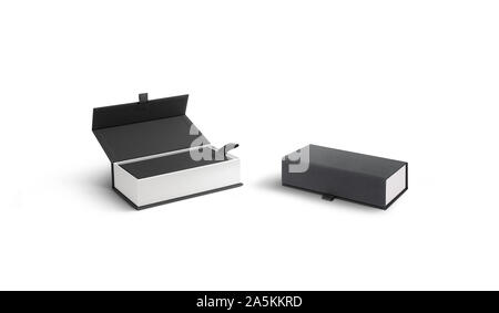 Blank opened and closed white case with gray lid mockup, Stock Photo