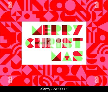 Merry christmas in abstract background in red tone with flat design - Vector illustration Stock Vector