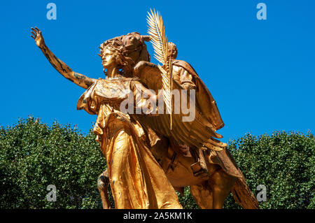 Central Park. The famous General William Tecumseh Sherman Statue opposite The Plaza Hotel. Central Park Stock Photo