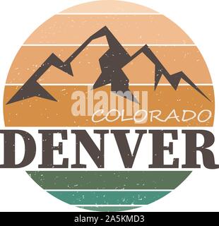 DENVER MOUNTAIN, SLOGAN PRINT VECTOR on a white background Stock Vector