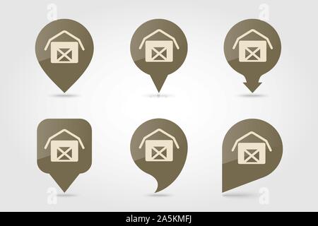 Barn house flat pin map icon. Map pointer. Map markers. Farm. Garden. Vector illustration eps 10 Stock Vector