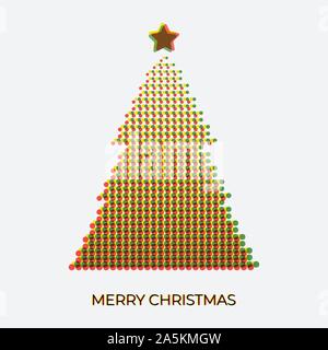 Christmas tree combined by different dots in red and green - design for greeting card and multi purpose - Vector illustration Stock Vector