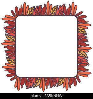 Beautiful square frame with autumn leaf, great design for sale and discount. Holiday card bright fall leaves. Vector template. Stock Vector