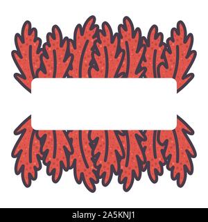 Illustration with frame from oak tree leaves for decorative design. Vector template of retro border. Stock Vector