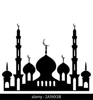 Illustration on theme different types mosques, minaret to celebration holiday Ramadan. Mosque pattern consisting of big set religious collection minar Stock Vector