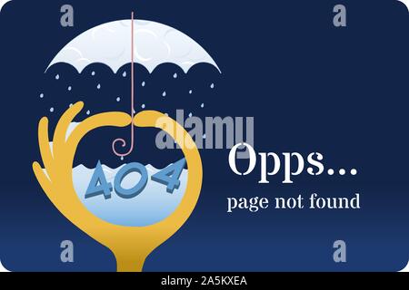 404 error page with mini storm metaphor. Vector illustration. Stock Vector