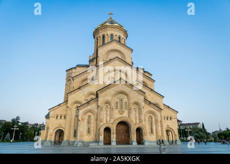 Tbilisi, Georgia - October 2019: Holy Trinity Cathedral of Tbilisi commonly known as Sameba, the biggest cathedral of Georgian Orthodox Church Stock Photo