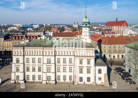 Old town hall of Kazimierz town, then the Jewish district of Krakow, Poland, situated at Wolnica Square. Saint Catherine church on the right Stock Photo