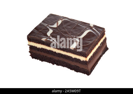 isolated chocolate and vanilla layer cake Stock Photo