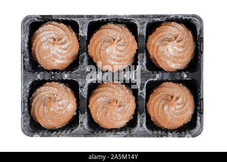 tray of gingerbread swirl cookies with icing sugar Stock Photo