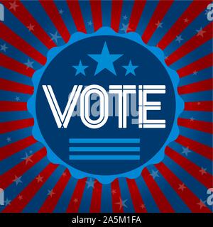 Vote badge with american colors. Presidential elections. Vector illustration. Stock Vector
