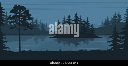 Summer night forest Stock Vector