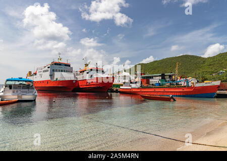 Saint Vincent and the Grenadines, ferry boats in Admiralty Bay, Bequia Stock Photo