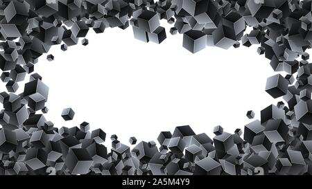 Abstract 3d cubes background. Black background with geometric cubes. Vector Illuatration Stock Vector