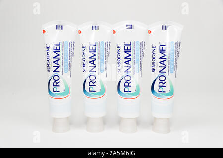 Princeton New Jersey, October 19:Sensodyne Repair & Protect Whitening Sensitivity Toothpaste for Sensitive Teeth- Image Stock Photo