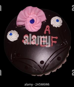 Chocolate Cake Pink Color Design Background Stock Photo