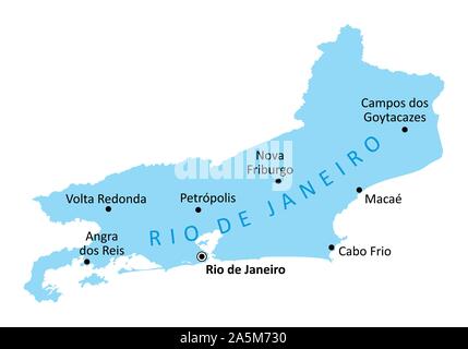 Rio de Janeiro State cities map Stock Vector Image & Art - Alamy