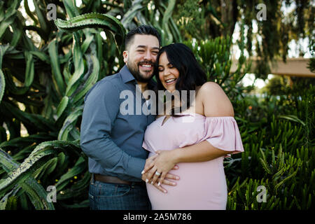 Mid Thirties Couple Maternity Desert Gardens Stock Photo