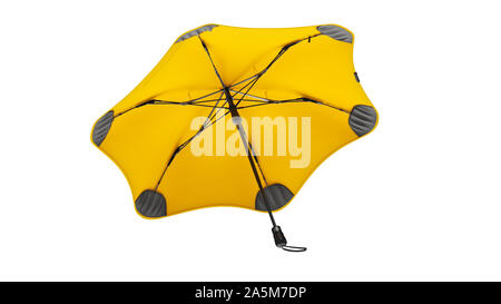 Umbrella parasol open modern design yellow colors. 3D rendering Stock Photo