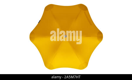 Umbrella parasol open modern yellow, top view. 3D rendering Stock Photo