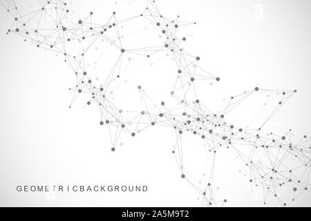 Global network connection. Geometric abstract background with connected line and dots. Network and connection background for your presentation Stock Vector