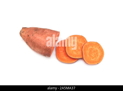 Sweet Potato, Potatoes, Potato yam or Ipomoea Batatas isolated on white Background Stock Photo