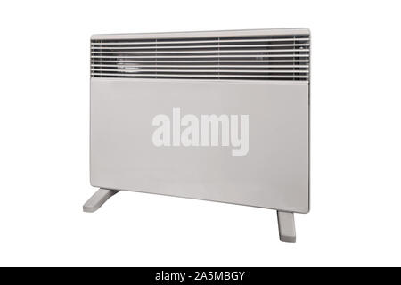 Electric heater battery. Radiator. Home electric heater convector isolated on white background. Equipment for rapid heating of the room. Stock Photo