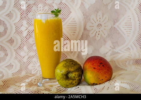 White Sapote And Mango Whole Fruits With Juice Stock Photo