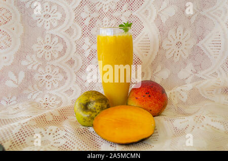 White Sapote And Mango Natural Juice Stock Photo