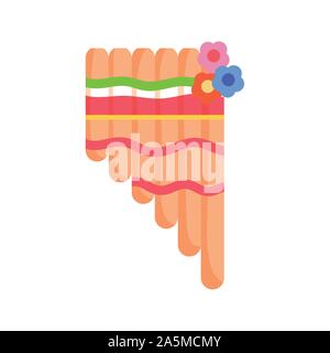 musical pan flute instrument flowers mexico icon vector illustration Stock Vector