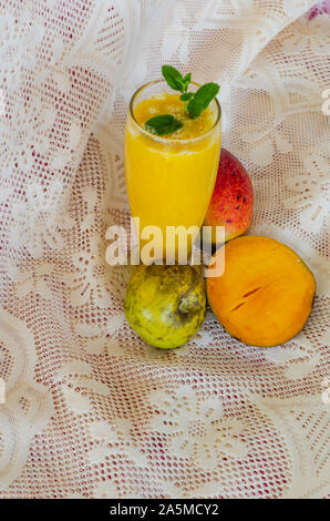 White Sapote And Mango Juice Top View Stock Photo