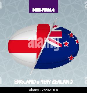 Rugby competition England vs New Zealand. Rugby icon on gray background. Vector illustration. Stock Vector