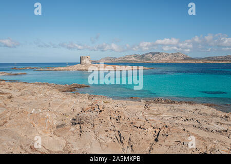 STINTINO, SARDINIA / OCTIBER 2019: View of the wonderful beach by the Asinara island Stock Photo