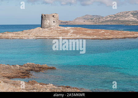 STINTINO, SARDINIA / OCTIBER 2019: View of the wonderful beach by the Asinara island Stock Photo