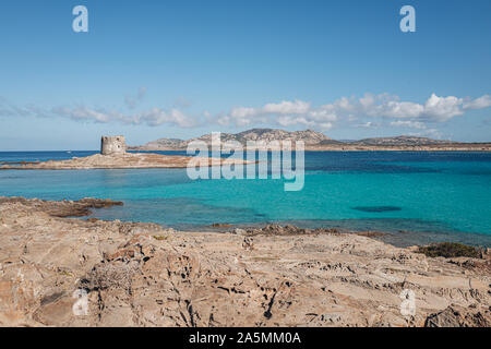 STINTINO, SARDINIA / OCTIBER 2019: View of the wonderful beach by the Asinara island Stock Photo