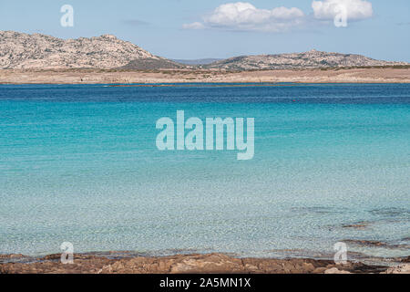 STINTINO, SARDINIA / OCTIBER 2019: View of the wonderful beach by the Asinara island Stock Photo