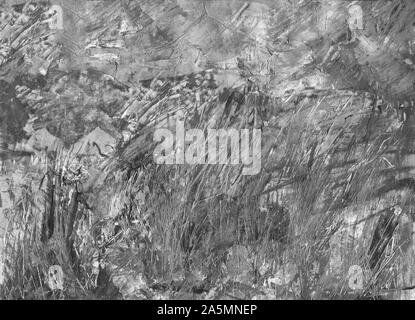 Abstract black and white background. Texture brushes, scratches, stains on paper. Stock Photo