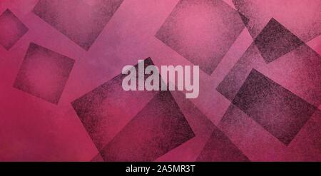 Abstract pink and black background with black geometric square shapes layered in random pattern, elegant modern wallpaper design that is classy and te Stock Photo