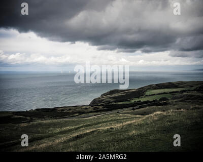 Gwynt y Môr offshore wind farm located off the north coast of Wales in the Irish sea. It is one of the largest operating wind farms in the world. Stock Photo