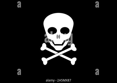 A Jolly Roger skull and cross bones pirate flag Stock Photo