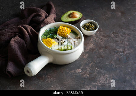 Ajiaco Colombiano. patato soup common in Colombia, Cuba and Peru. Latin America Stock Photo