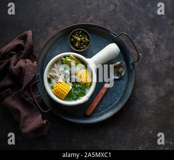 Ajiaco Colombiano. patato soup common in Colombia, Cuba and Peru. Latin America Stock Photo