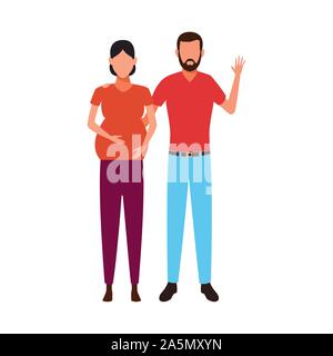 avatar pregnant woman and man icon Stock Vector