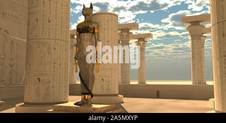 Bastet was an Egyptian goddess that was a lioness warrior and worshipped in the Old Kingdom. Stock Photo