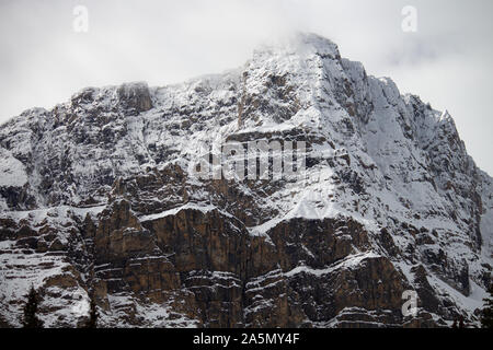 Winter Mountain Peaks in Jasper National Park Alberta Stock Photo