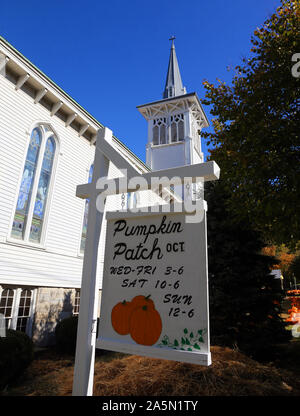 Pumpkin patch sign at a church in Bedford, New York Stock Photo