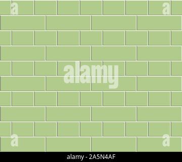 Abstract seamless rectangle pattern. Light green ceramic floor tiles. Concrete brick wall texture, vector illustration Stock Vector